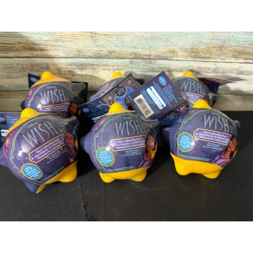 Disney‎ Wish Mini Collectible Plush Lot of 6 OS Purple Yellow NEW Blind Capsule